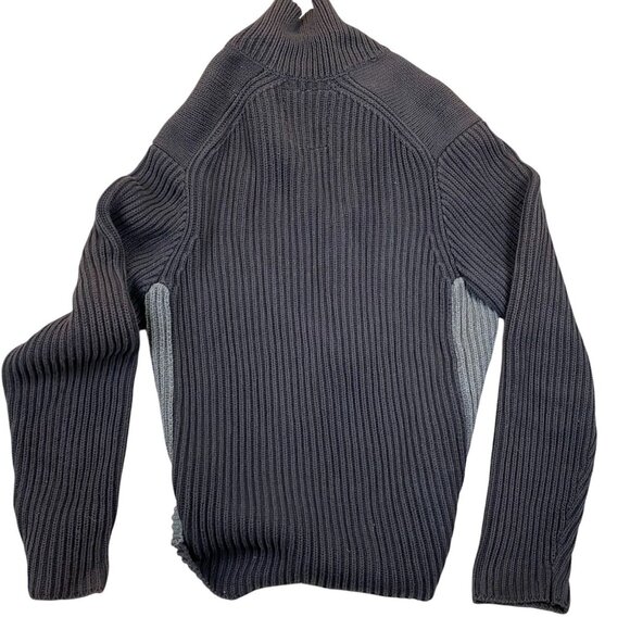 Vintage Guess Jeans Mens Sweater XL Ribbed Knit Zip-Up Mock Neck Cozy Gray - Picture 2 of 10